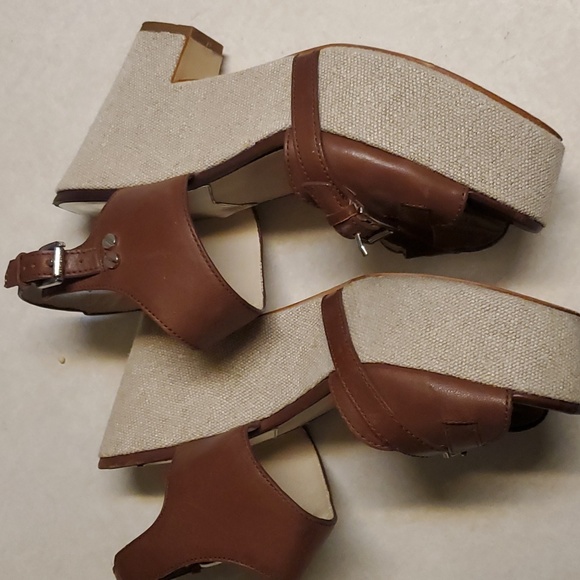 MICHAEL KORS Brown Leather Sandal Platform Wedges 11 - Picture 5 of 9